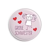 dabelino® Button Große Schwester (Ø32mm) mit Karte | Geschenk zur Geb