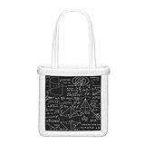 Damen-Tragetasche, Tafel, mathematische Grafiken und Formeln, Damen-Schultertaschen, flauschig, weich, wiederverwendbar, für Arbeit, Reisen und Eink