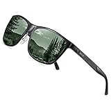 DUCO Rechteckigen polarisierten Metallrahmen Sonnenbrille Outdoor-Brille für das fahren 8200 (Schwarzer Rahmen Dunkelgrüne Gläser)