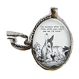 Bambi & Mother 'Always with You' Halskette mit Anhänger, oval, Glaskuppel, Reh, Eltern, Rehkitz, Tochter, Mutter, F