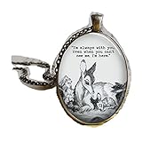 Bambi & Mother 'Always with You' Halskette mit Anhänger, oval, Glaskuppel, Reh, Eltern, Rehkitz, Tochter, Mutter, F