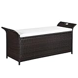 vidaXL Gartenbank Poly Rattan Bank Sitzbank Auflagenbox Kissenbox G