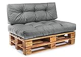 Easysitz Palettenkissen Set Palettensofa Palettenpolster Palettenauflagen Sofa Kissen Polster Auflage Indoor Outdoor Gesteppt für 120 x 80 cm Europaletten (Set 1: Sitzkissen+Rückenkissen - Dunkelgrau)