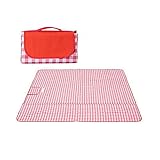 QAZW Picknickdecke Im Freien Große wasserdichte Matte Faltbarer, Leichter Camping-Wander-Strandgarten-Fleece-Teppich für Familienfreunde,Red1-150x200