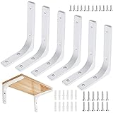 6pcs Regalwinkel Weiss L-Winkel Regal Regalwinkel Metall Weiß Winkel Wandhalterung Schwerlast Unterstützung Winkelträger Für Haus Küche Büro Grill Wandhalterung Maximale Tragkraft 50kg 150 * 125