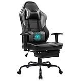 Wolmics Massage Gaming Stuhl Hohe Rückenlehne Racing PC Computer Bürostuhl Drehbarer Ergonomischer Executive Leder Schreibtischstuhl mit Fußstütze und verstellbaren Armlehnen (Gray)