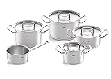 Fissler original-profi collection / Edelstahl-Kochtopfset, 5-teilig, Töpfe mit Metall-Deckel (3 Kochtöpfe,1 Bratentopf 1 Stielkasserolle-deckellos) - Induk