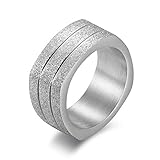 ZiFei Männliche Finger Ringe, Dominierender Quadratischer Edelstahl Schmuck,Silber,10
