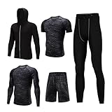 Hotwanna 5 Teile/Satz Herren Trainingsanzug Sportanzug Gym Fitness Compression Kleidung Laufen Joggen Sportbekleidung Übung Workout Strump