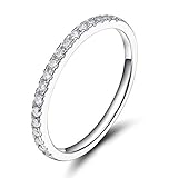 Zakk Eternity Ring Damen Ewigkeitsringe Vorsteckring Schmal Silber 925 Zirkonia Verlobungsringe Eheringe Trauringe Memoire Ring (Silber,54 (17.2))