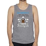 Shirtracer JGA Junggesellenabschied Männer - Er heiratet wir sind nur zum Saufen Hier - Team Bräutigam - Schwarz/Blau - M - Grau meliert - Geschenk - BCTM072 - Tanktop Herren und Tank-Top M