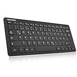 TECKNET Tastatur Kabellos Slim, QWERTZ Kabellose Tastatur 2.4 GHz, 78 Tasten Mini Wireless Tastatur mit Nano USB Empfänger für Windows, Android, Smart TV