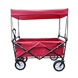 YXYY Faltbarer Bollerwagen mit Dach und Ablagekorb, Faltwagen Handwagen Au?enschubkarre Strandwagen Folding Wagon Outdoor Gartenanh?nger Transportwagen für Alle Gel?nde Geeignet,R