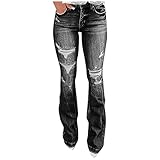 Banbry Damen Jeans Bootcut Jeanshose High Waist Flared Vintage Klassisch Jeans Denim Hose Röhrenjeans Stretch Skinny Jeans Destroyed-Look