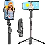 QIMIC Selfie Stick Stativ, 1-Achsen Gimbal Smartphone Stabilisator mit Bluetooth Fernbedienung und 920-mAh Akku, Quick Auto Balance Gimbal Handy Stativ kompatibel mit iPhone &