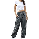 Koitniecer Womens Baggy Joggers Cinch Bottom Sweatpants Drawstring High Waisted Pants Workout Athletic Lounge Joggers Pants with Pockets (Dark Gray, X-Large)