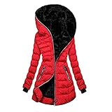 Hengyouhui Wintermantel Damen Langarm Baumwolljacke Tarnung Winterjacke Dickere Warm Winterparka Reißverschluss Tasche Mantel Freizeit Parka Winddicht Kälteschutz Windjacke Angenehm Übergangsjack