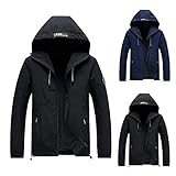 Herren Kapuzenjacke Winter Jacke Übergangjacke mit Kapuze Windjacke Casual Bluse Outdoor Solid Herrenjacke Sportlich Freizeitjacke Arbeitsjacke Reißverschluss Tasche Windbreaker Herbst Männer Top