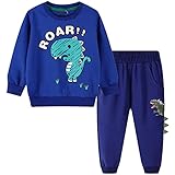 TOKYMOON Jogginganzug Jungen Trainingsanzug Mädchen Baumwolle Sweatshirt Sweathose Anzug Sportanzug Pullover Langarmshirt Jogginghose Top und Hose Set Blauer Dinosaurier 90