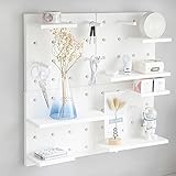 fuguzhu Wandregal Schweberegale Deko, 4 Stück Kunststoff Lochbrett Lagerung Regal Ohne Bohren, Universal Wandboard Freischwebend Board, Nordic Haushalt Wohnzimmer Regal Küche Lagerregal (Weiß)