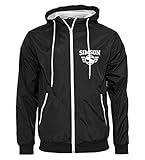 Artshirt Factory Simson University Windjacke, Farbe: Schwarz/Weiß, Größe: 3XL