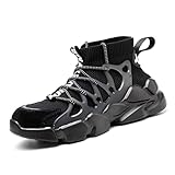 AINGRN Arbeitsschuhe Herren s3 Leicht Sicherheitsschuhe Anti-Piercing Protective Shoes Stahlkappe Atmungsaktiv Wanderschuhe Damen (Color : Black B, Size : 36 EU)