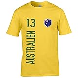 FanShirts4u Herren Fan-Shirt Jersey Trikot - AUSTRALIEN/Australia - T-Shirt inkl. Druck Wunschname & Nummer WM (XXL, AUSTRALIEN/gelb)