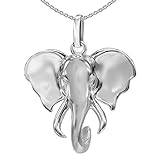 Clever Schmuck Set Silberner Elefant Kopf 20 mm von vorn figürlich plastisch natürliche Form mit Kette Erbs 45 cm STERLING SILBER 925