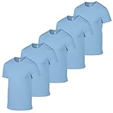 GILDAN 5er-Pack Softstyle Herren T-Shirt Arbeitskleidung Großhandel T-Shirts und Farben Gr. S, hellb