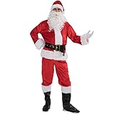 Carolilly Weihnachten Weihnachtsmann Kostüm Santa Claus Erwachsene Anzug Nikolauskostüm Cosplay Party Outfits Herren Damen (rot, XXL)
