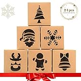 Orapink Weihnachts-Plätzchenboxen mit transparentem Fenster, 24 Stück, für Cupcakes, Bäckereien, Süßigkeiten-Boxen mit 24 Weihnachtsaufklebern zum Verschenken, klein, 10,2 x 10,2 x 6,3