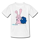 Spreadshirt Die Sendung Mit Der Maus Kleiner Elefant Und Hase Kinder T-Shirt, 98-104, Weiß