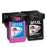 Clorisun 901 XL Druckerpatronen für HP 901 901 XL Schwarz Farbe wiederaufbereitete Multipack für HP Officejet J4580 J4524 J4500 G510g G510n J4585 J4680 J4624 G510a J4540 J4560 J4600 J4640(2er,Pack)