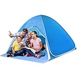 SAEYON XL Strandmuschel, Pop Up Strandzelt mit Reißverschlusstür, UV-Schutz 50+ Beach Tent Windschutz Wurfzelt, für 2-5 Personen Familie Portable Beach Zelt Garten Camping Strand Outdoor, B