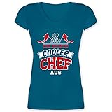 Beruf und Job Geschenke - So Sieht EIN richtig Cooler Chef aus - M - Türkis - Chef - XO1525 - Damen T-Shirt mit V