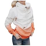 GFGHH Damen Kontrastfarbe Pulli Pullover Rollkragen Sweatshirt Kapuzenpulli Top Hoodies Langarm Hoodie Herbst Winter Freizeit Kapuzenpullover Gestreifte Langarmshirt Frauen Casual Farbblock Ob