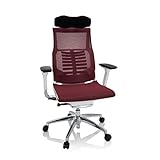 hjh OFFICE 652433 Profi Bürostuhl DYNAFIT White I Netz Rot/Weiß ergonomischer Drehstuhl, anatomische Lordosenstü