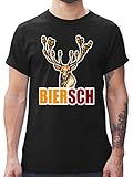 Kompatibel mit Oktoberfest Trachtenshirt Herren - Biersch - Bier und Hirsch - XXL - Schwarz - Oktoberfest - L190 - Tshirt Herren und Männer T-S