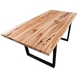 Staboos Esszimmertisch Massivholz - hochwertiger Holztisch Buche wild (80x80x4 cm) O-Gestell Esstisch - Büro Tisch - Handgefertigter Holz Tisch mit Bioöl b