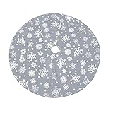 QIAOLI Feiern Sie einen Urlaub Weihnachtsbaumrock 48 Zoll Weiß Schneeflockenmuster for traditionelle Look - perfektionieren Sie Ihre Weihnachtsdek