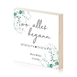 wo alles begann personalisierte Koordinaten und Namen als Hochzeitsgeschenk Holzbild 15x15 zum hinstellen oder aufhängen als Geschenk-Idee zum Hochzeit Jahrestag (Eukalyptus)