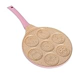 Sieben-Loch-Frühstück Pan Spiegelei, Pfannkuchen, Knödel Multifunktionales Pan Antihaft-Pfanne mit Animal Graphics Bratpfanne (Color : Beige)