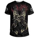 Unisex 3D Print Double Crow Tattoo Hoodie, Nordischer Wikinger Odin Raven Keltischer Knoten Rune Totem Leichter Pullover, Casual Streetwear für Herren,T Shirts,L