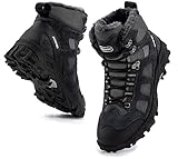 JACKSHIBO Winterschuhe Winterstiefel Herren Damen Gefüttert Wasserdicht Schneestiefel Warm Stiefel Winter Schneeschuhe Wanderschuhe Trekkingschuhe Wanderstiefel Outdoor Boots Schuhe Unisex Grau 43 EU