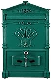 FFVWVGGPAA Postkasten Briefkasten Security Lockbox Wasserdichter Wandbehang Briefkasten Europäische Retro Villa Mailbox Metall 2 Farben 2 Sichtfenster Post Mail F001027(Color:Green)