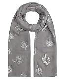 heekpek Seidentuch Damen mit Silber Blätter Muster Tuch Schal Damen Eleganter Schal für Frauen Seidenschal Weich und Leicht Halstuch für Frühling Sommer Herbst und W