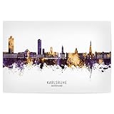 artboxONE Poster 30x20 cm Städte Karlsruhe Skyline PurpleGold - Bild Karlsruhe Cityscape D