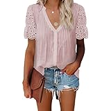 Damen Sommer Chiffon Bluse Kurzarm V-Ausschnitt Shirts T-Shirt Tops Damen Kurzarm Shirt Klassische Solide Formale Bluse Tops Stehkragen Damen Chiffon Bluse V-Ausschnitt Kurzarm Shirts Top