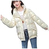 Liewiny Damen Stehkragen locker wattierte Daunenjacke daunenwattierte Jacke Damenmode Herbst und Winter Stehkragen lose verdickte Baumwolljacke Daunenjacke aus Baumw