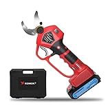 KOMOK Kabellose Elektrische Gartenschere, MAX 35mm Schneiden, 2 PCS Wiederaufladbarer 2000mAh Akku Baum Astschere mit Handschutz & LED, 6-8 Arbeitsstunden, 21V Astschneider Baumschere Obstb